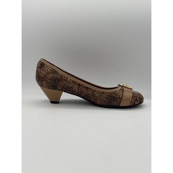 Bjoru By A. J. Valenci Womens Brown Croc-Embossed Leather Ballet Flats With Buck - Picture 7 of 8